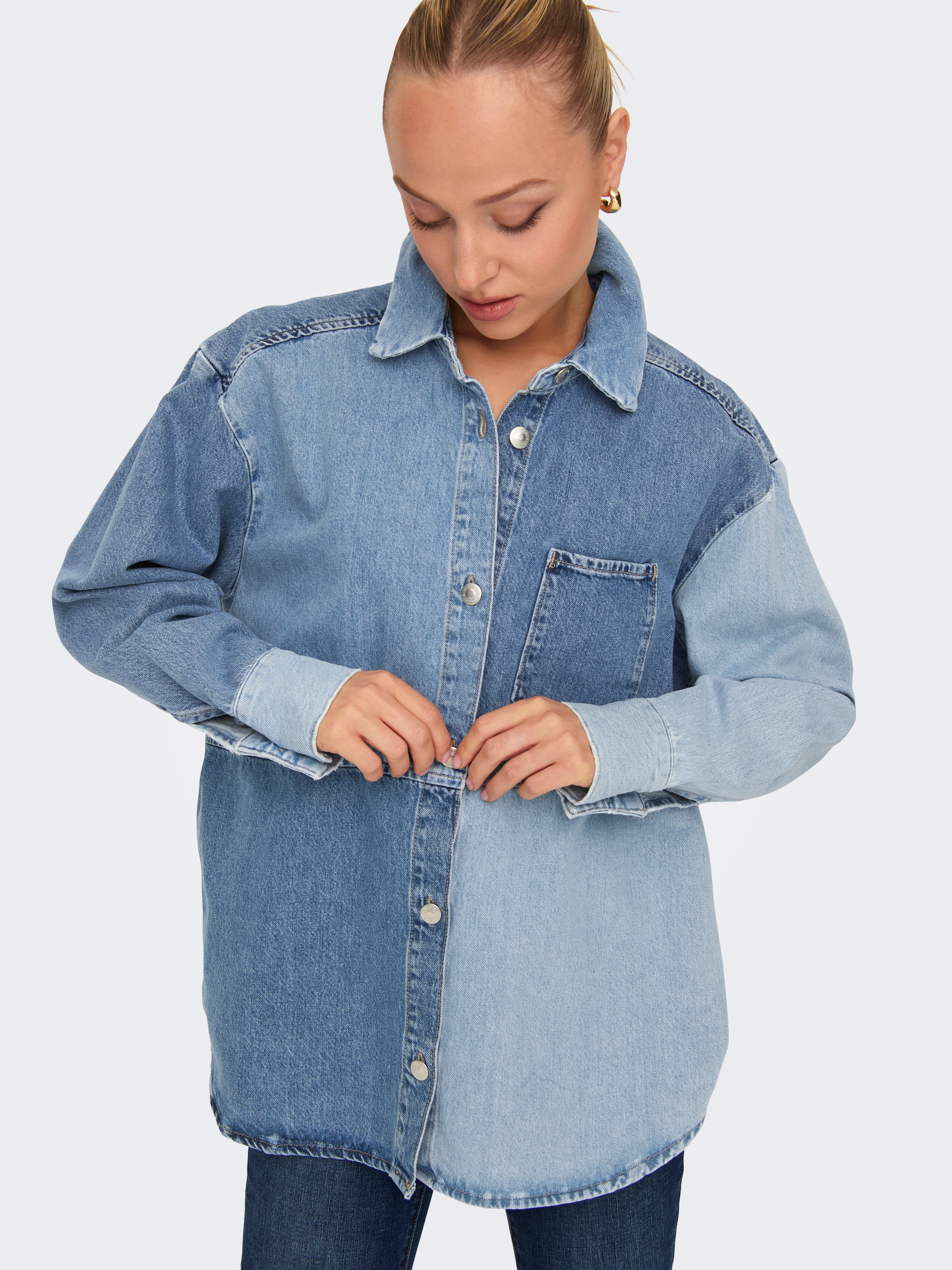 ONLSANINA Jeanshemd Light Blue Denim