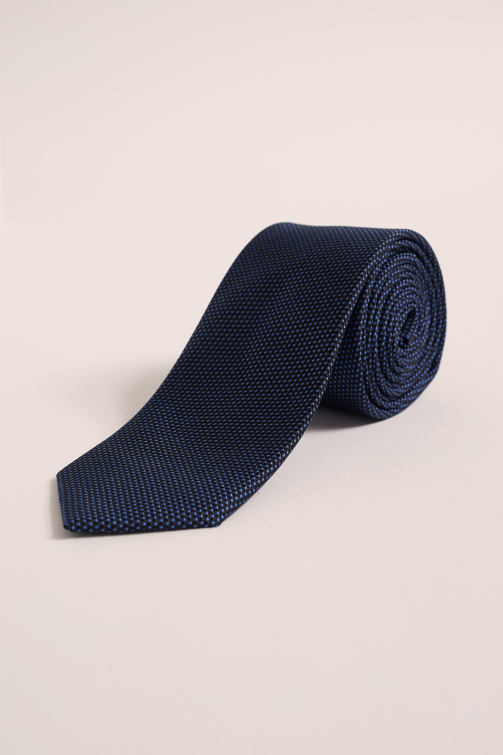 zijdemix stropdas met structuur WE Fashion Blauw