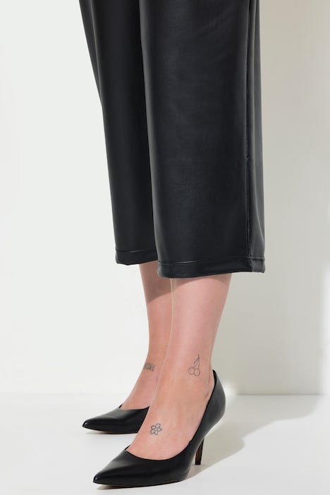 Culotte, weites Bein, Lederoptik