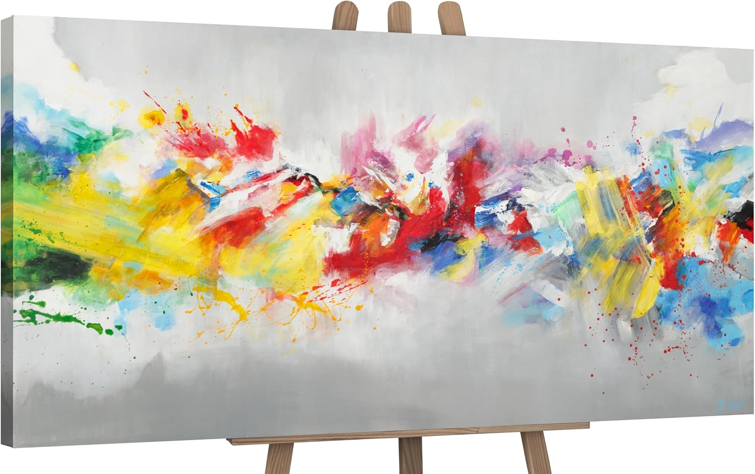 YS-Art Abstrakt Design Acryl Gemälde auf Leinwand buntes Leben handgemalt Wandbilder Wohnzimmer modern Wohndekor Bilder Büro farbenfrohe echte Kunst 200x100 cm
