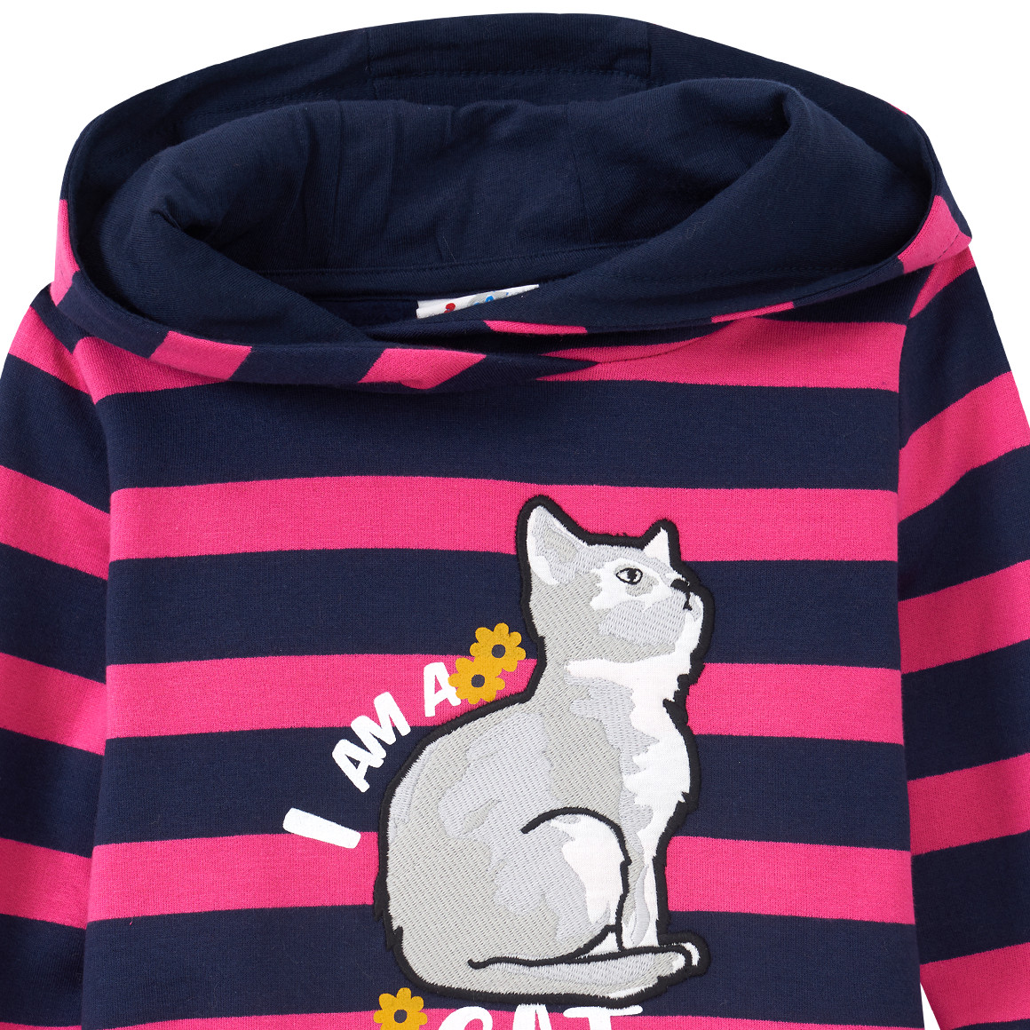 Topolino Mädchen Hoodie mit Katzen-Applikation pink / dunkelblau
