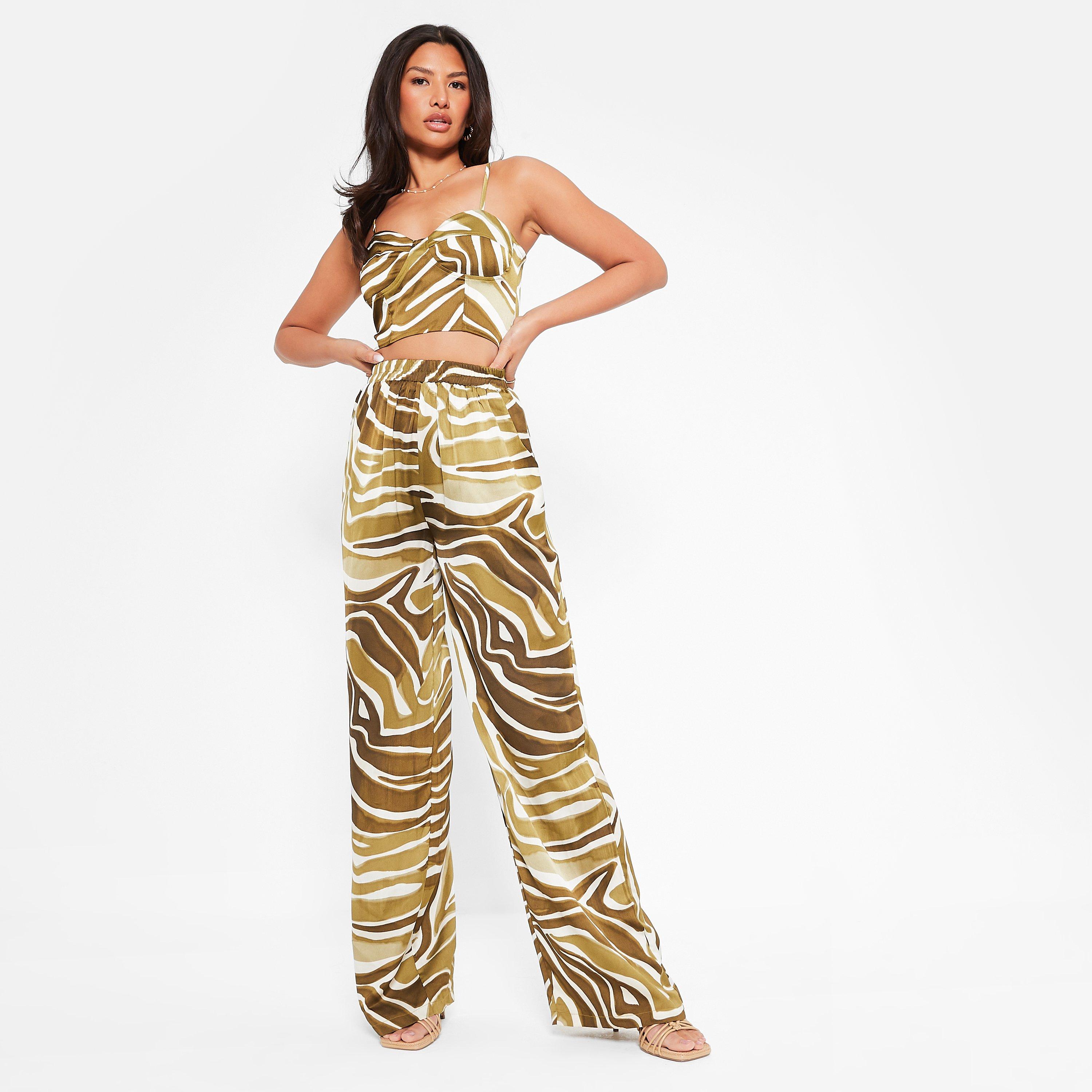 I Saw It First ISAWITFIRST Printed Wide Leg Satin Trousers Co Ord