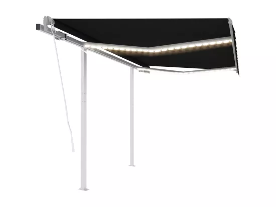 Auvent automatique capteur de vent et LED 3x2,5 m Anthracite