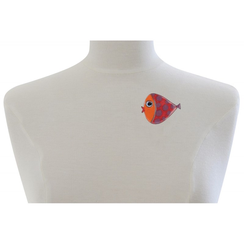 Broche Poisson Émaillée Rouge à Pois Violet