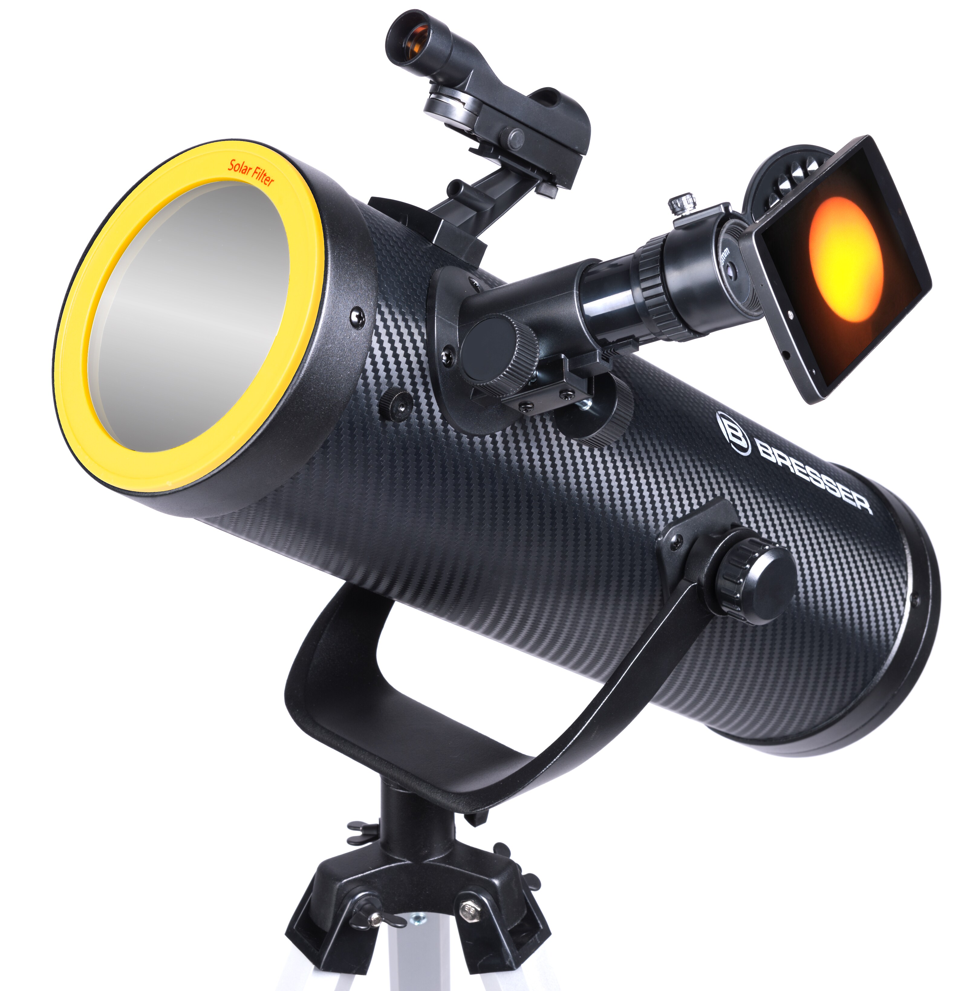 BRESSER Solarix AZ 114/500 Carbon Design Teleskop Starter Set