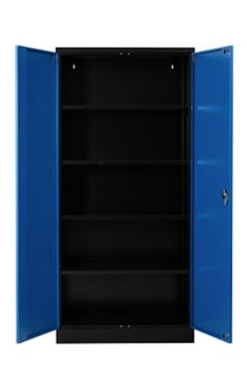 PROREGAL stalen kast Bee met 4 planken, HxBxD 195 x 92 x 42 cm, gepoedercoat plankmateriaal, zwart & blauw