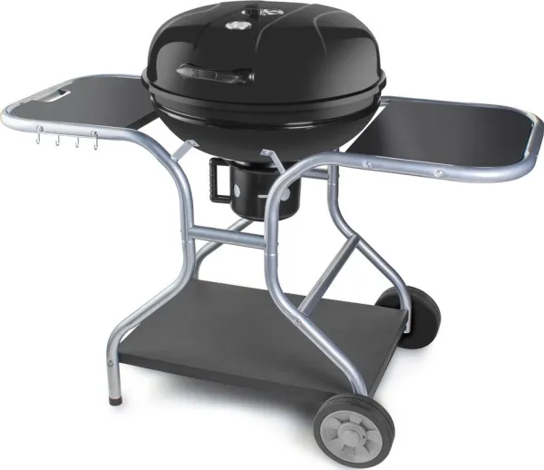 Fieldmann FZG 1014, Grill, Trækul (brændstof), Grid, Sort, Rustfrit stål, 2 hjul, 4 ben