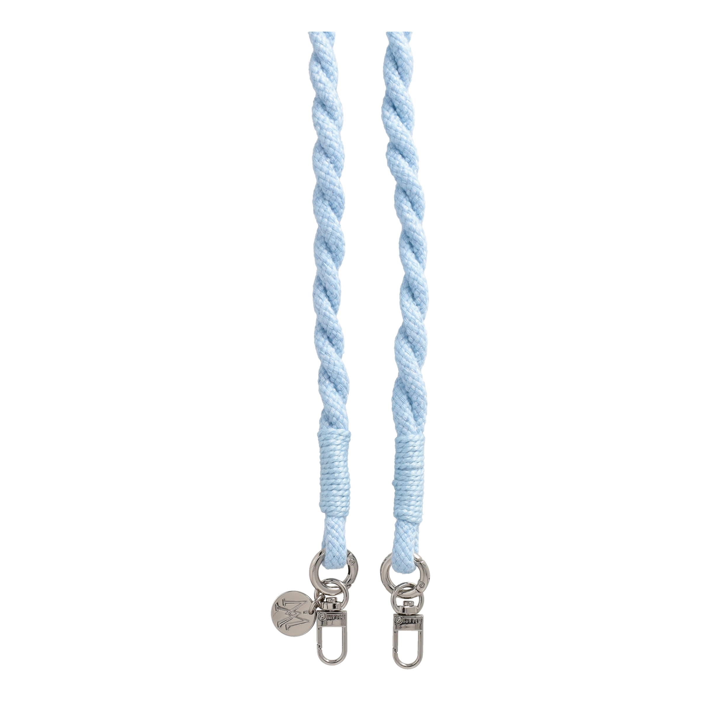 Handgemachte Handykordel Gedrehtes Umhängeband für Handyhüllen Silver - Light Blue
