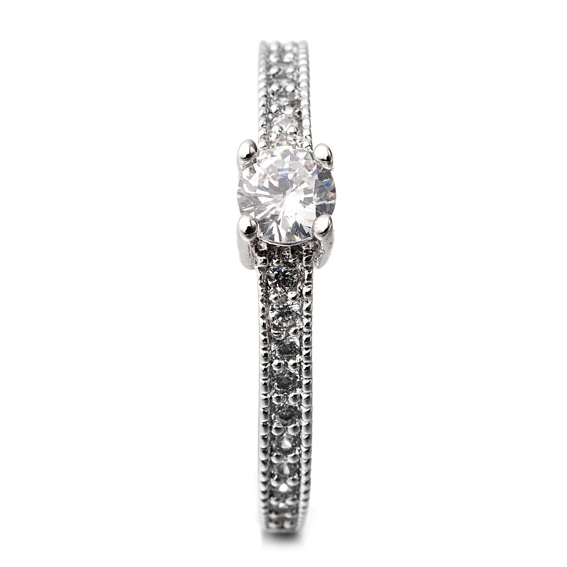 Bague Plaqué Rhodium et Cubic Zirconia Blanc