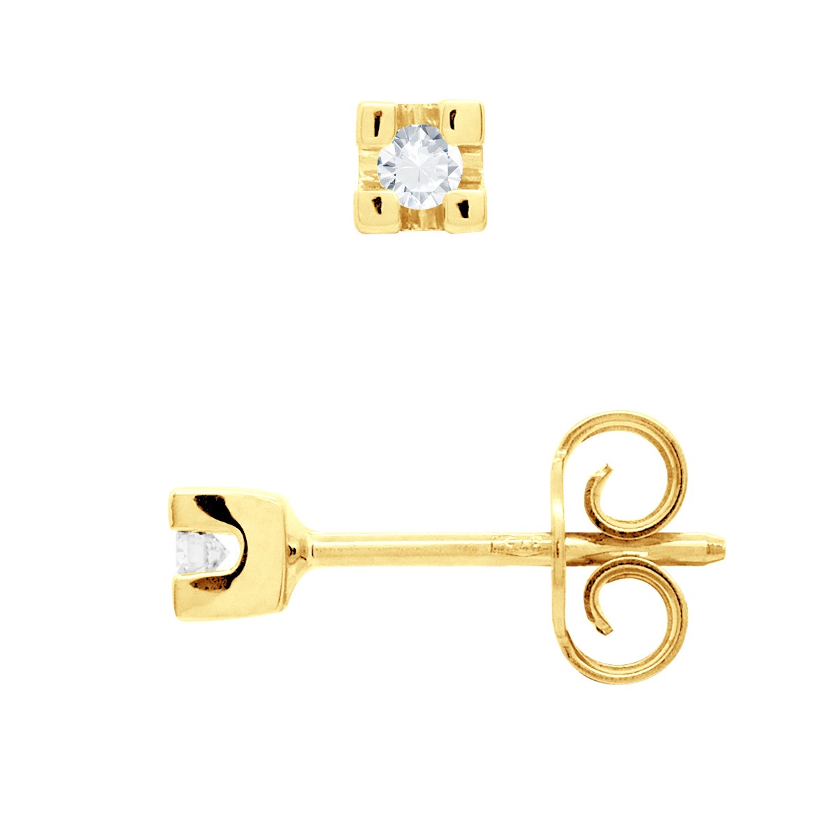 Clous d'Oreilles Diamant 0,060 Cts Or Jaune