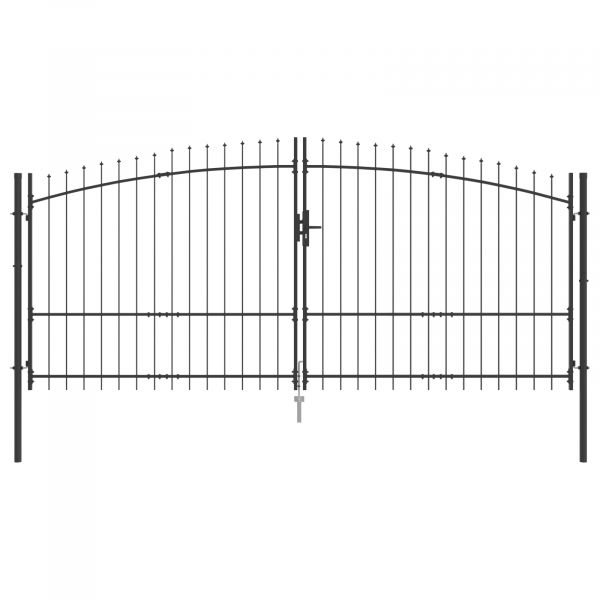 vidaXL Portão de Jardim com Topo de Lança Dobrável Cinza 175x400 cm Aço - 3238256637