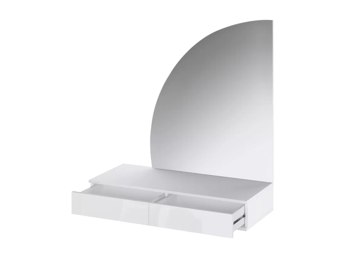 Coiffeuse suspendue avec miroir à LEDs - 2 tiroirs - Blanc brillant - JINEZA