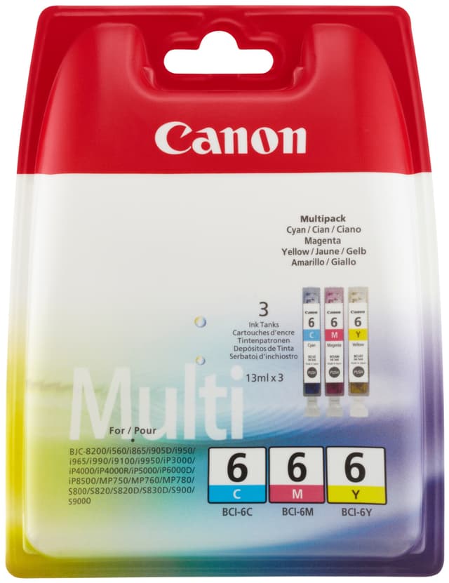 Canon blækpatroner BCI-6 Cyan Magenta Gul