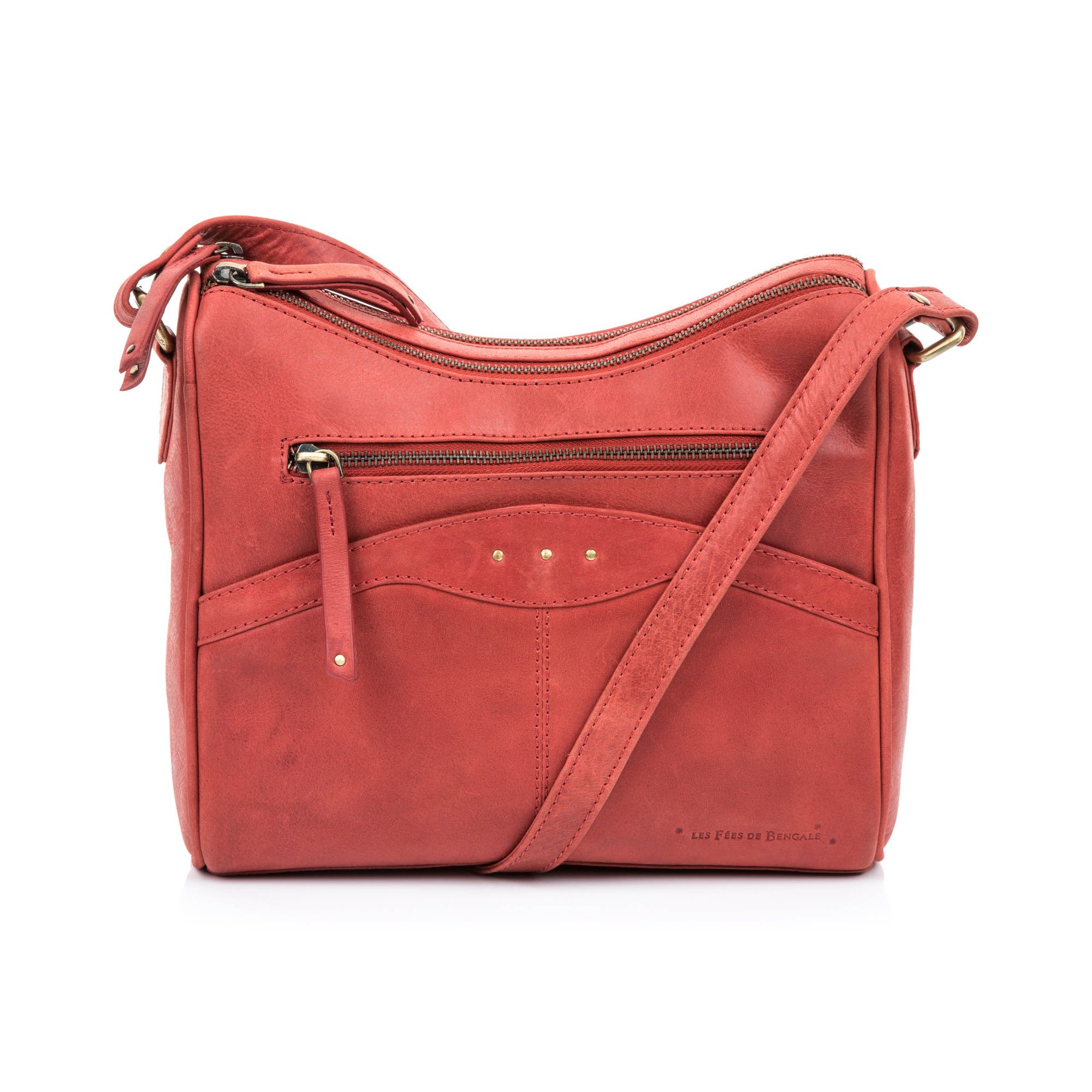 Sac bandoulière en cuir rouge