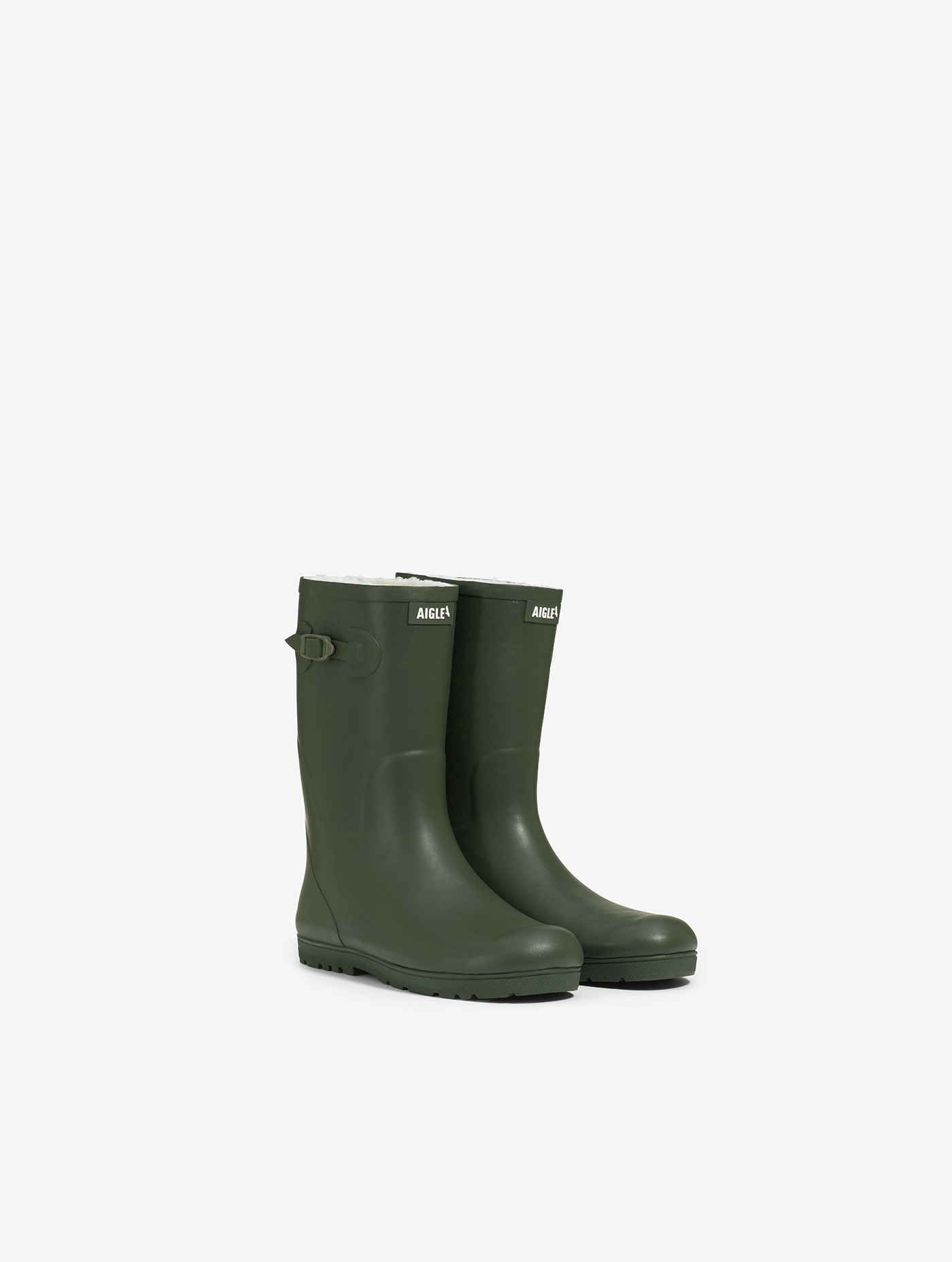 La botte enfant à semelle crantée, en version fourrée KAKI