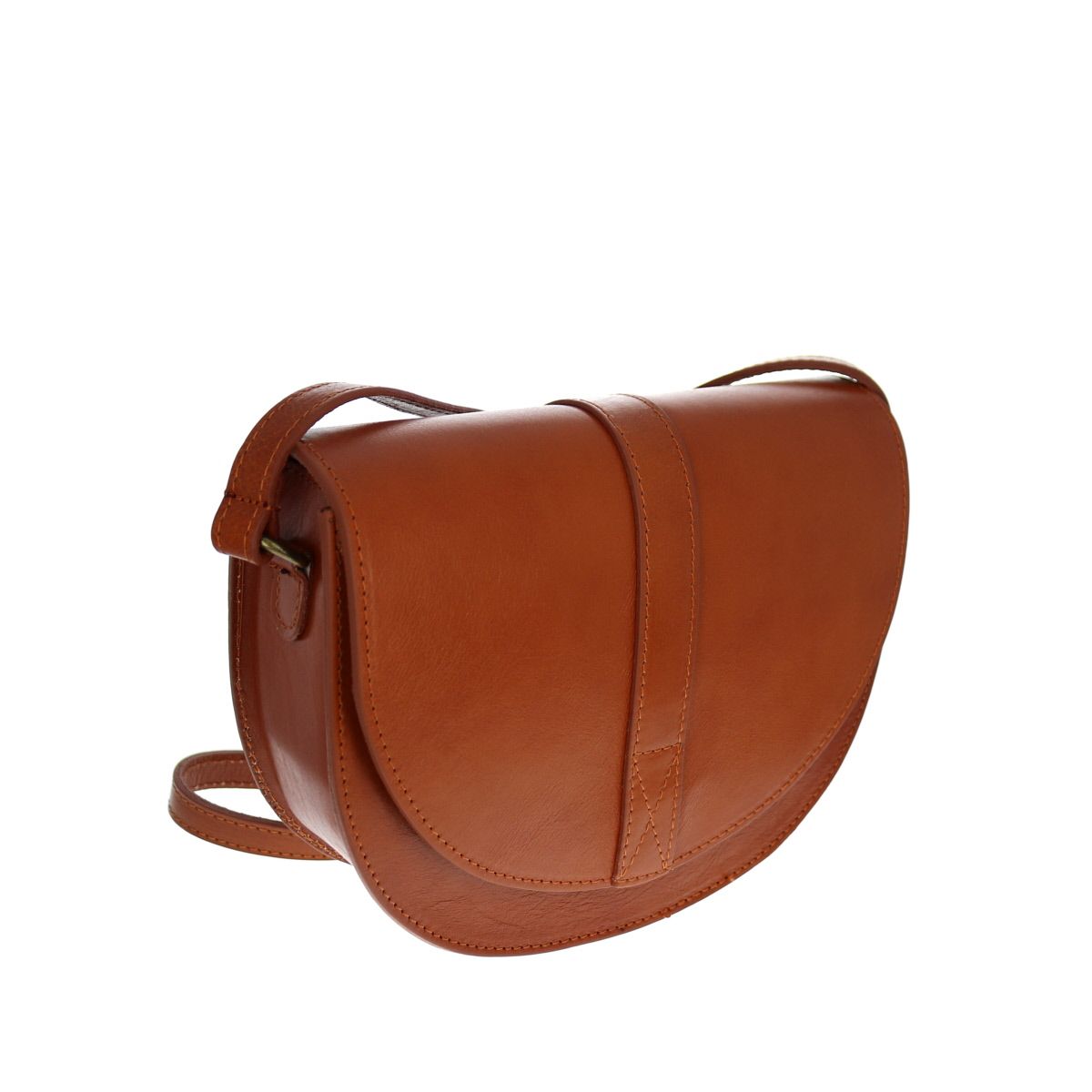 Sac rigide cuir demi lune camel Maison Suzanne