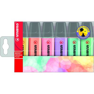 STABILO BOSS ORIGINAL Pastel - Pack de 6 surligneurs - couleurs assorties