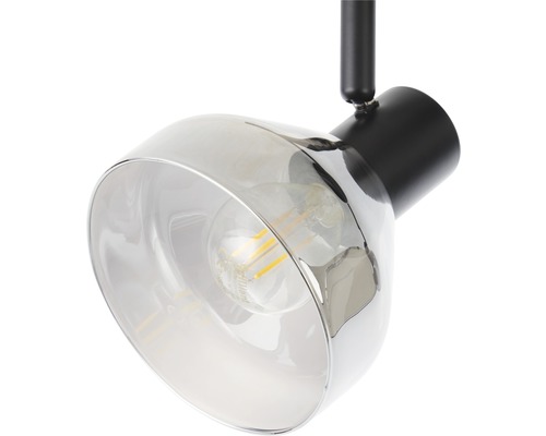 Plafondspot, 4-lichts, HxL 19,5x89 cm, matzwart/rookglas