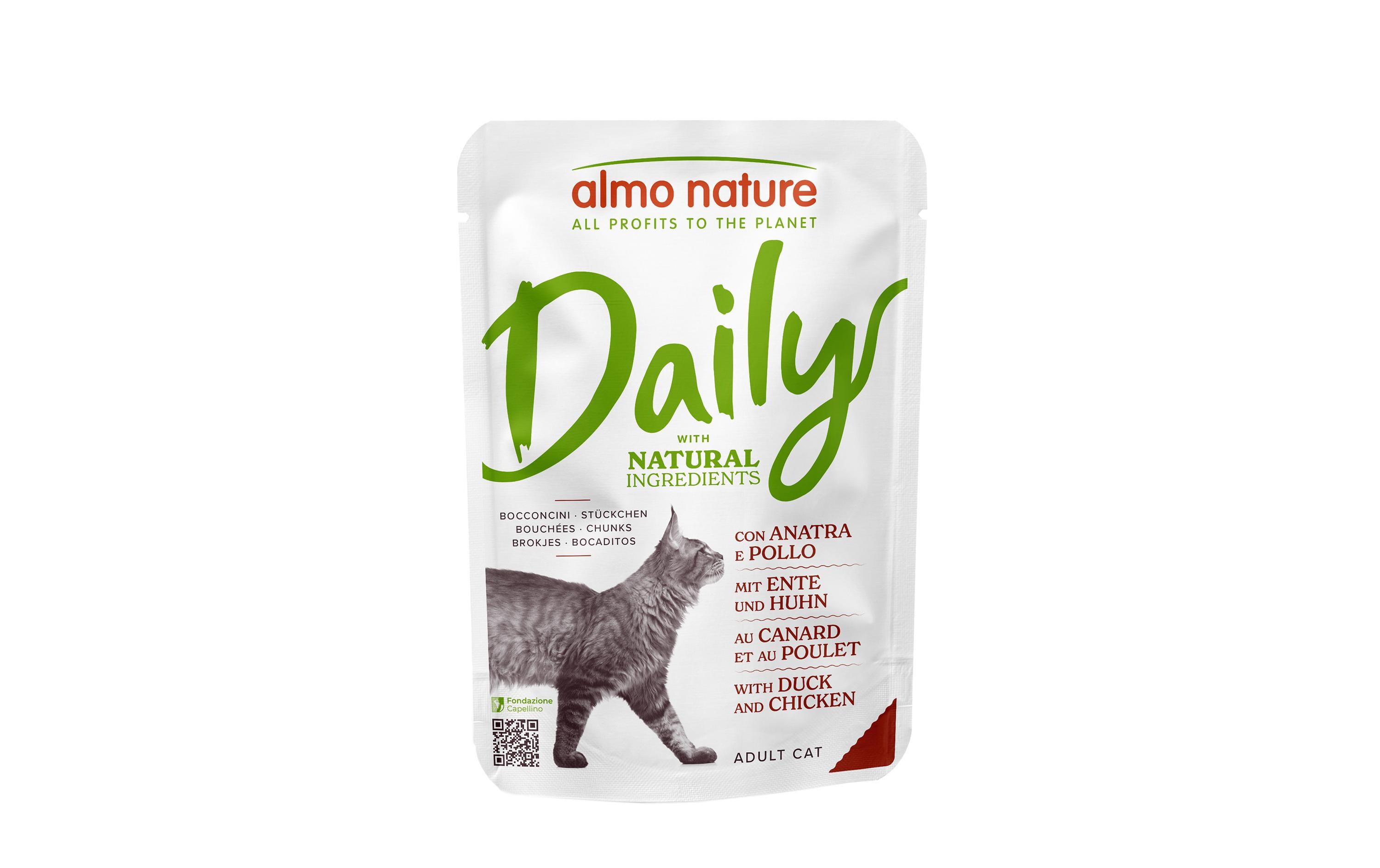Nassfutter Daily mit Ente und Huhn 30 x 70gAlleinfuttermittel für ausgewachsene Katzen