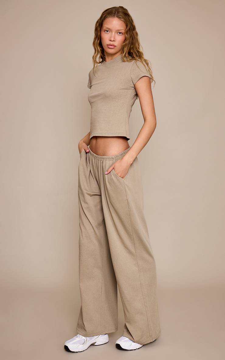 Vert Sauge Pantalon Large Décontracté À Texture Douce Et Jambe Ample
