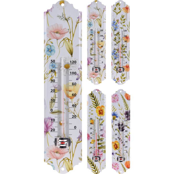 Thermometer mit Blumenmuster - ca. 29,6 cm - 1 Stück
