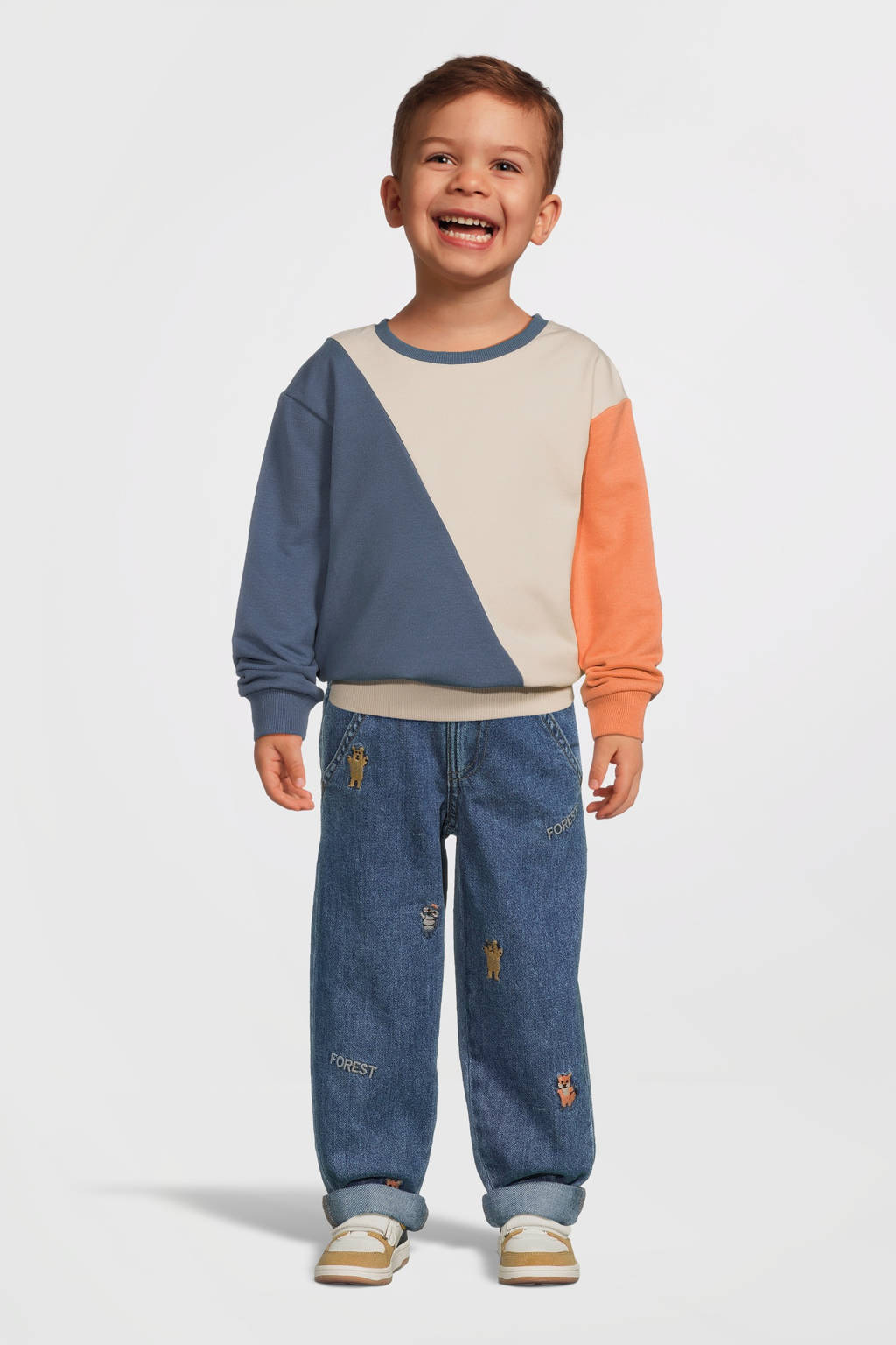 NAME IT sweater NMMOVE blauw/ecru/oranje