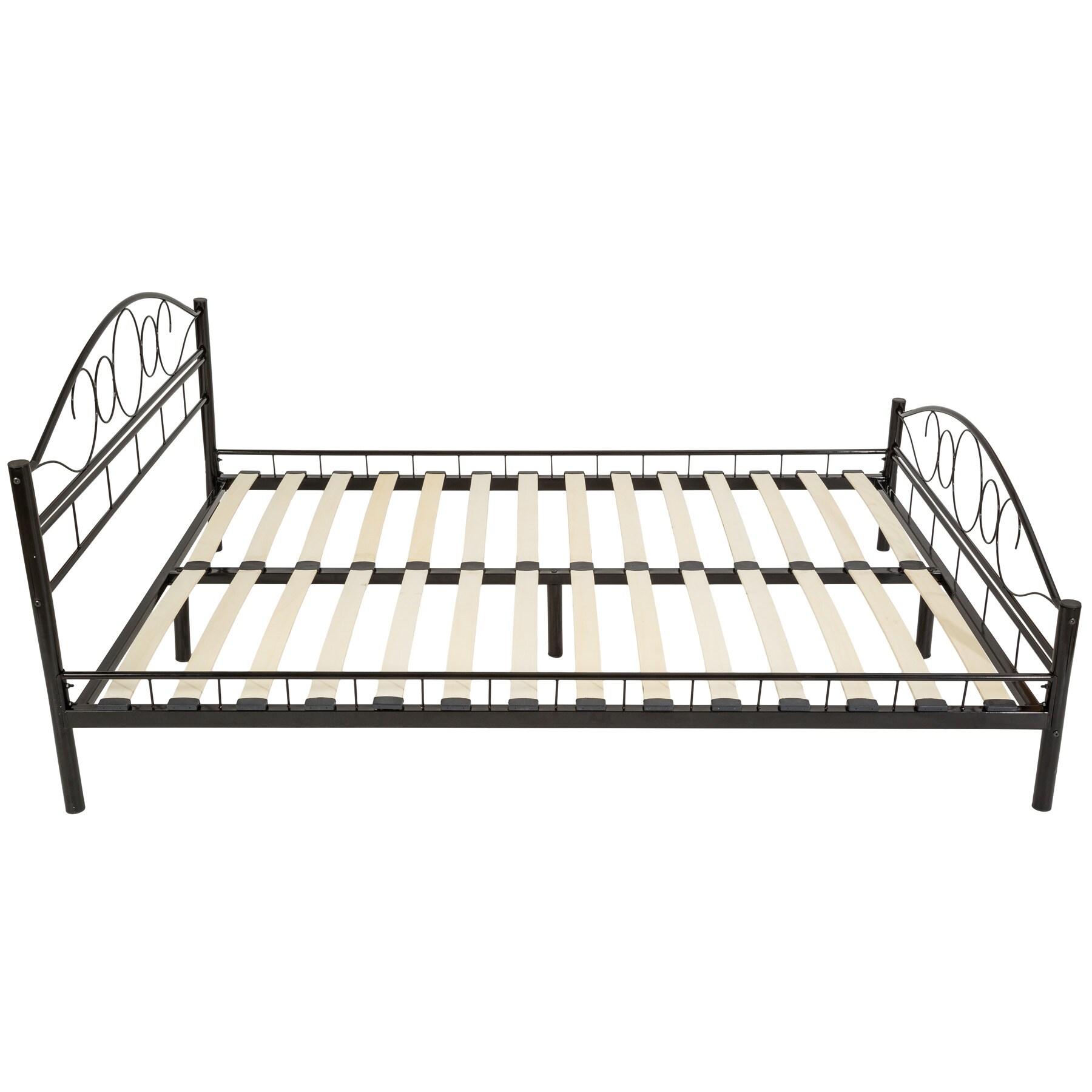 tectake® Metallbett, robustes Stahlgestell, bodenschonende Kunststoffkappen, 140 x 200 cm
