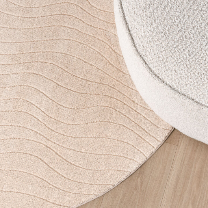 Rond Scandinavisch vloerkleed - Charm Waves Beige