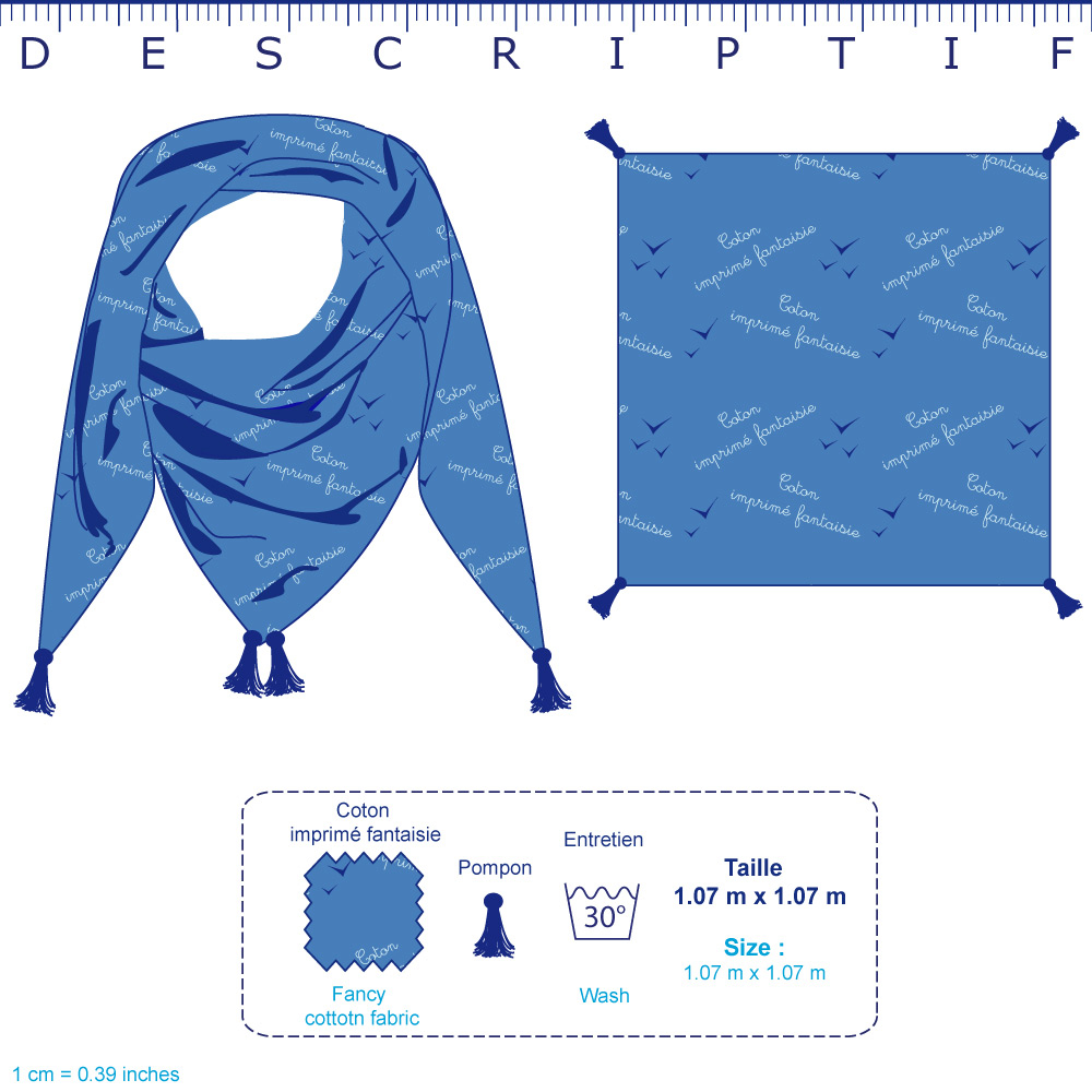 Foulard Pompon Boutons Rose