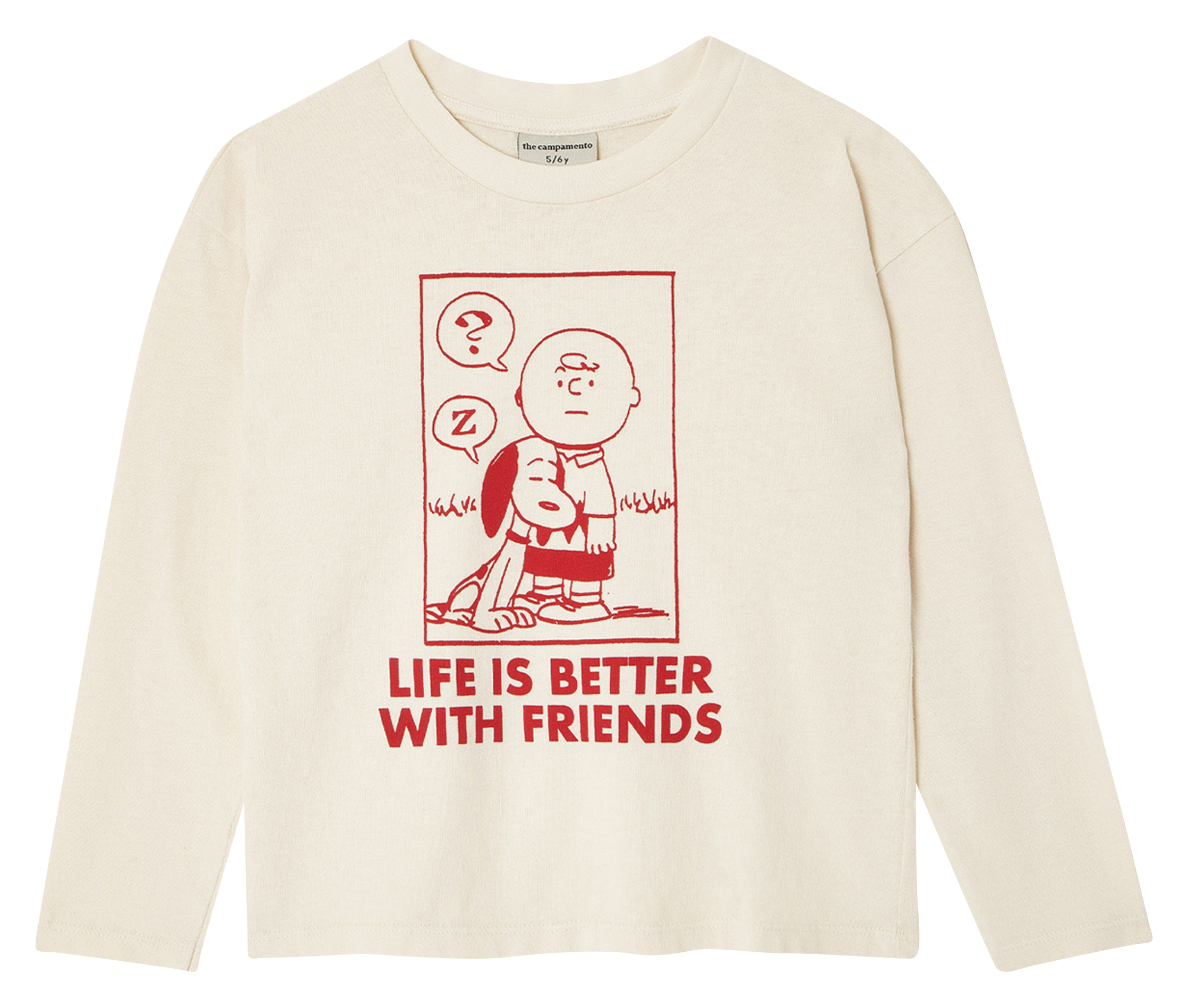Tee-shirt col rond imprimé en coton| Blanc
