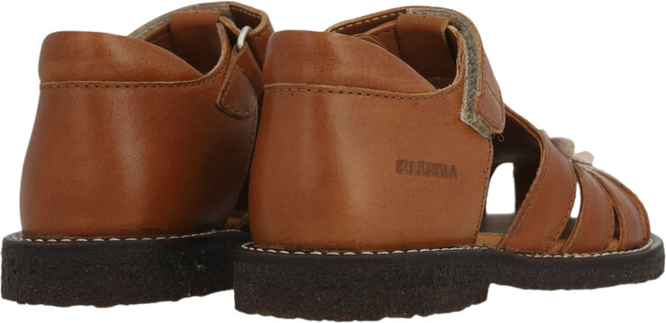 ANGULUS Sandal med blomsterapplikationer 1545/3203 cognac/rosebud