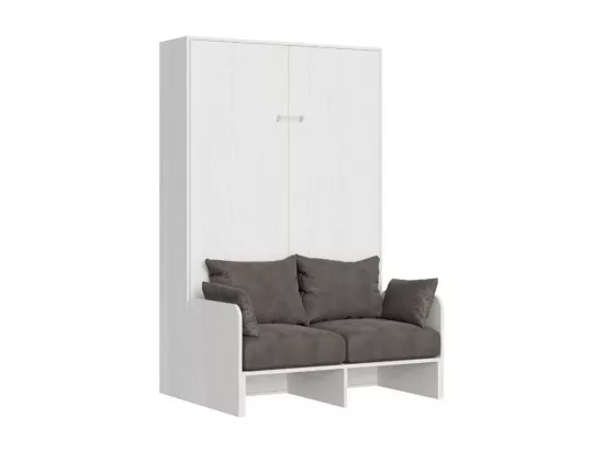 Lit escamotable vertical blanc avec canapé tissu Bounto 140x190 de tissu-Canapé 06
