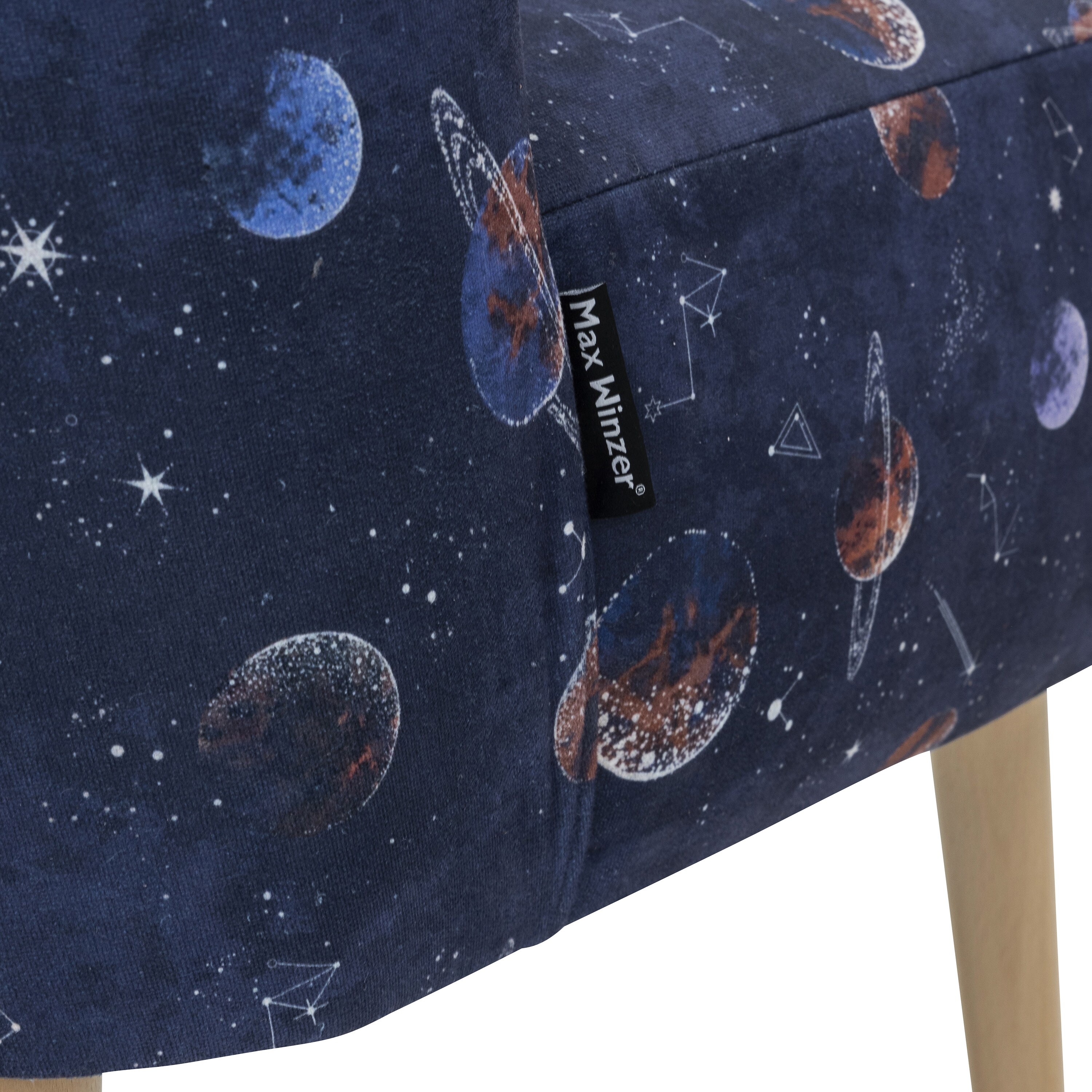 lovingHome® Sessel Fiola Weltraum-Motiv Polstersessel Stuhl Relaxsessel Füße Buche natur mittlere Sitzhärte