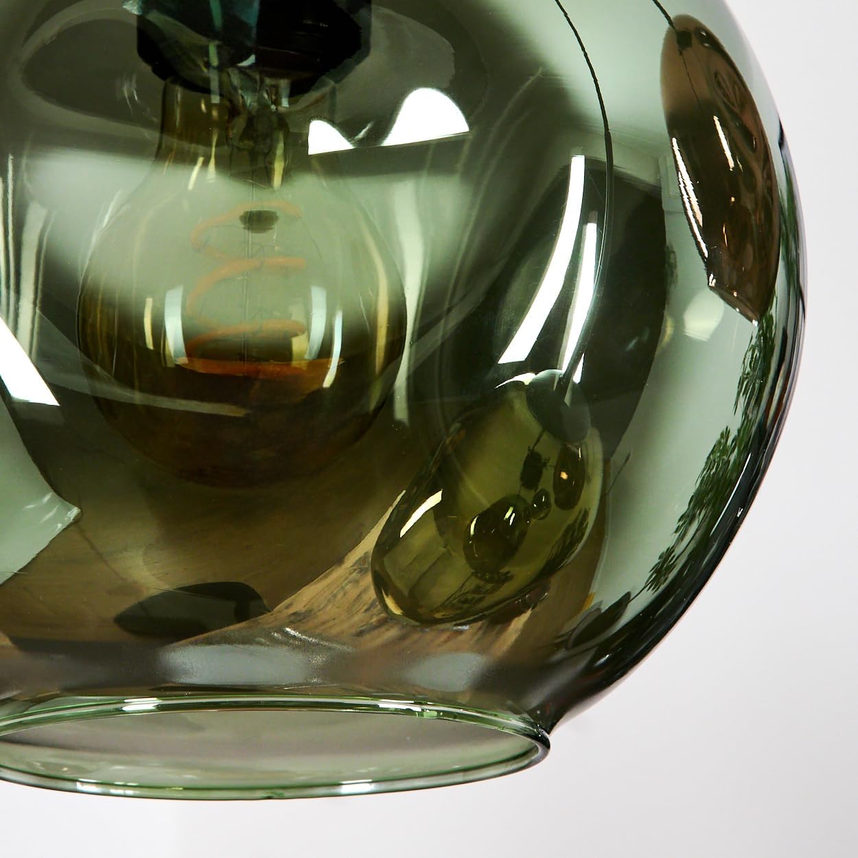 HOFSTEIN Hängeleuchte Ripoll, 4-flammige Hängelampe aus Metall/Glas in Schwarz/Blau/Grün/Gold/Kupfer, moderne Pendelleuchte im Retro/Vintage-Design (Schirme Ø 20 cm), E27, Esszimmer, Wohnzimmer, Küche
