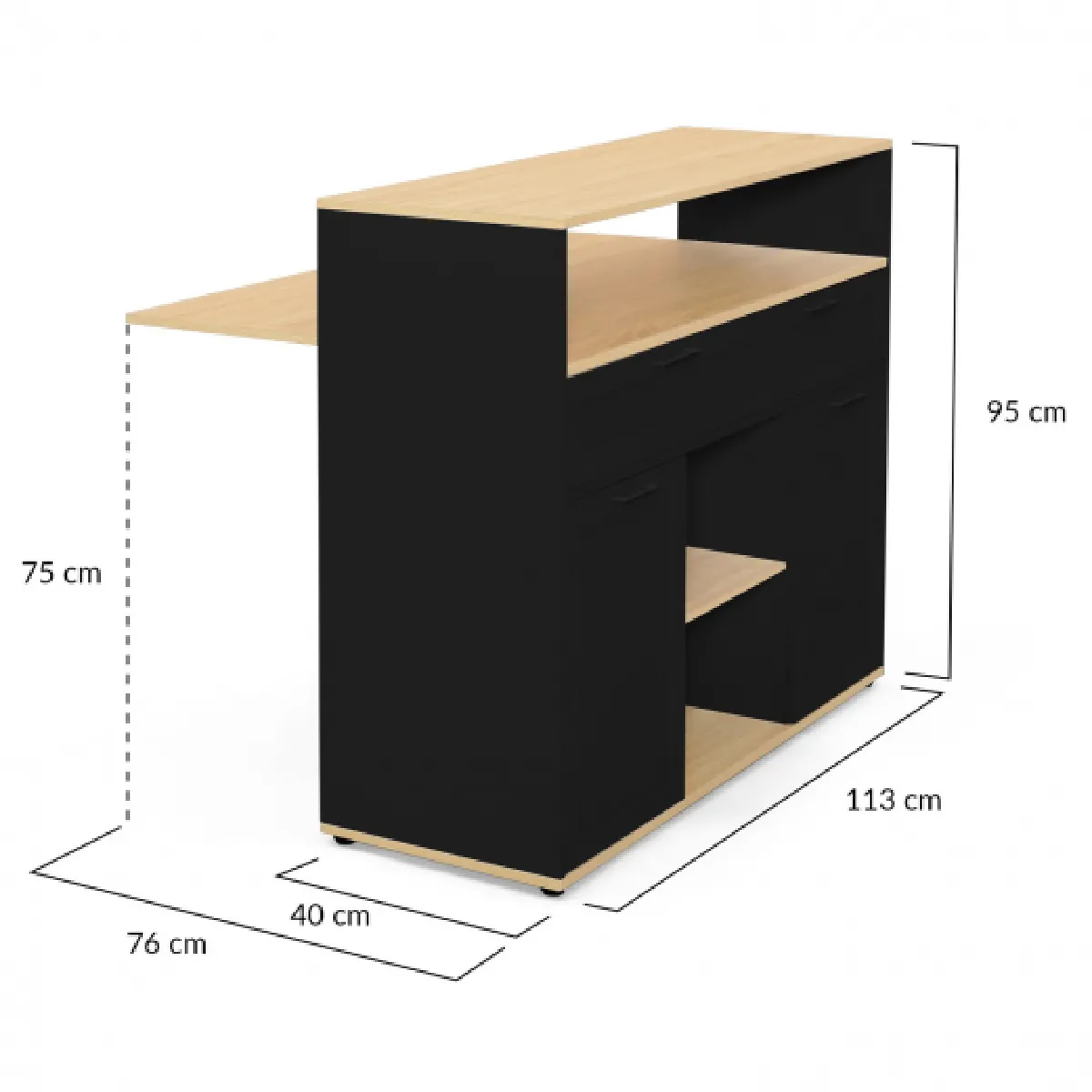 Idmarket Meuble de Bar Vito - Noir/Bois