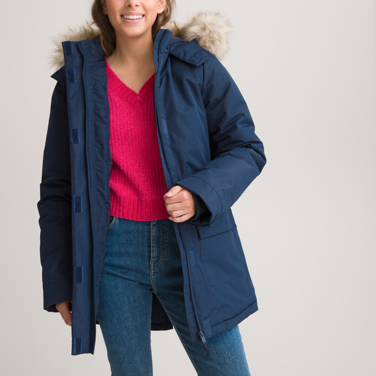 COLEÇÕES LA REDOUTE<br>Parka técnica com acabamento em pele sintética no capuz
