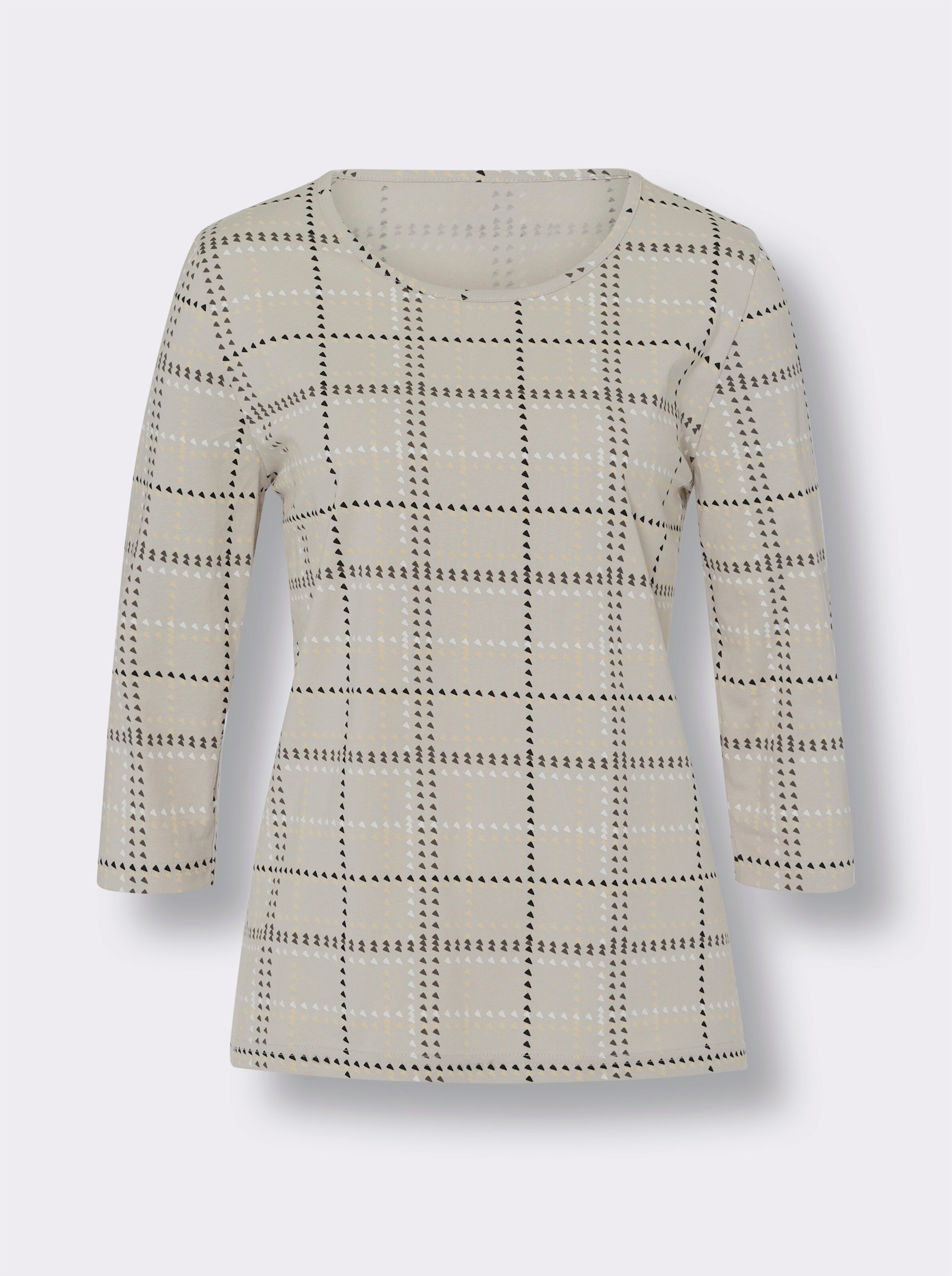 34-Arm-Shirt mit Karo-Muster