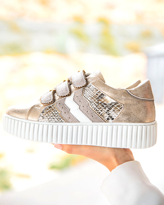 Basket femme nude à scratch - CL53 SNAKE