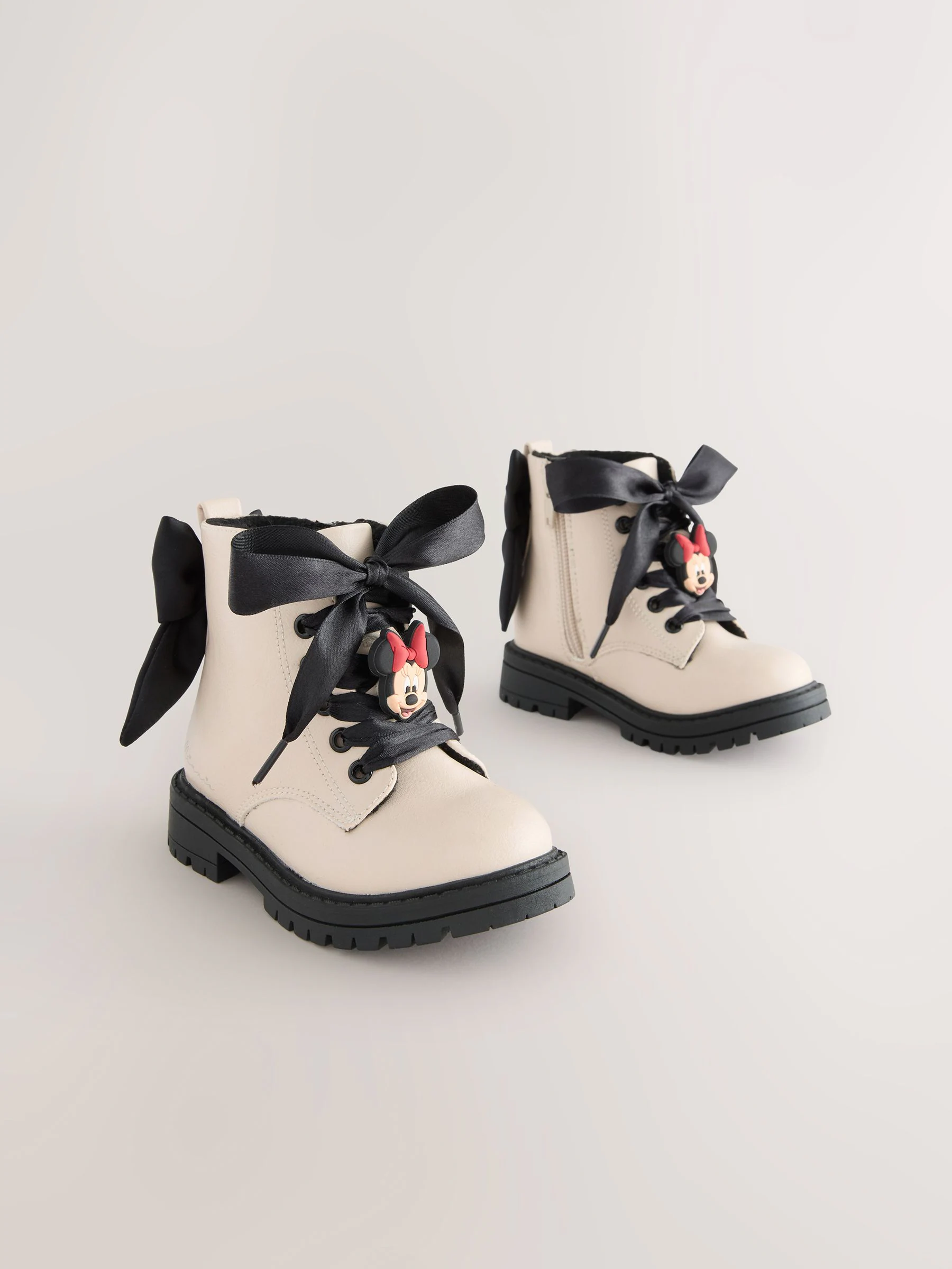 Neutraal - Minnie Mouse Bow Detail Lace Up Enkellaarsjes