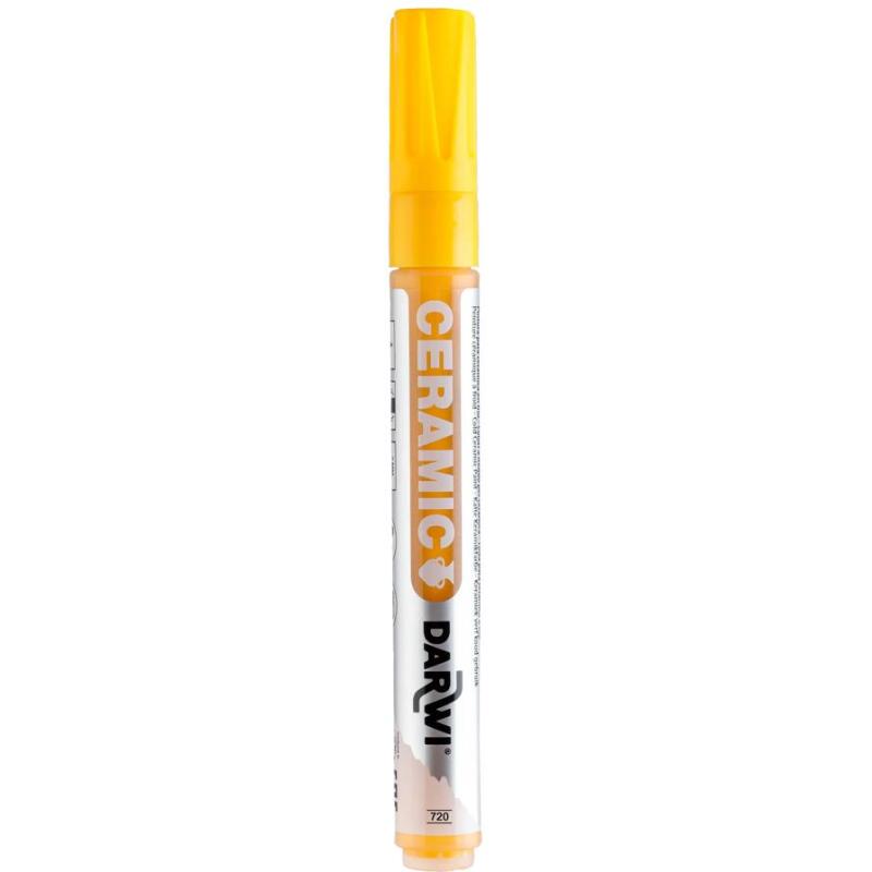 DARWI Marqueur Peinture sur Céramique à Froid Pointe Conique Fine 2mm - jaune soleil