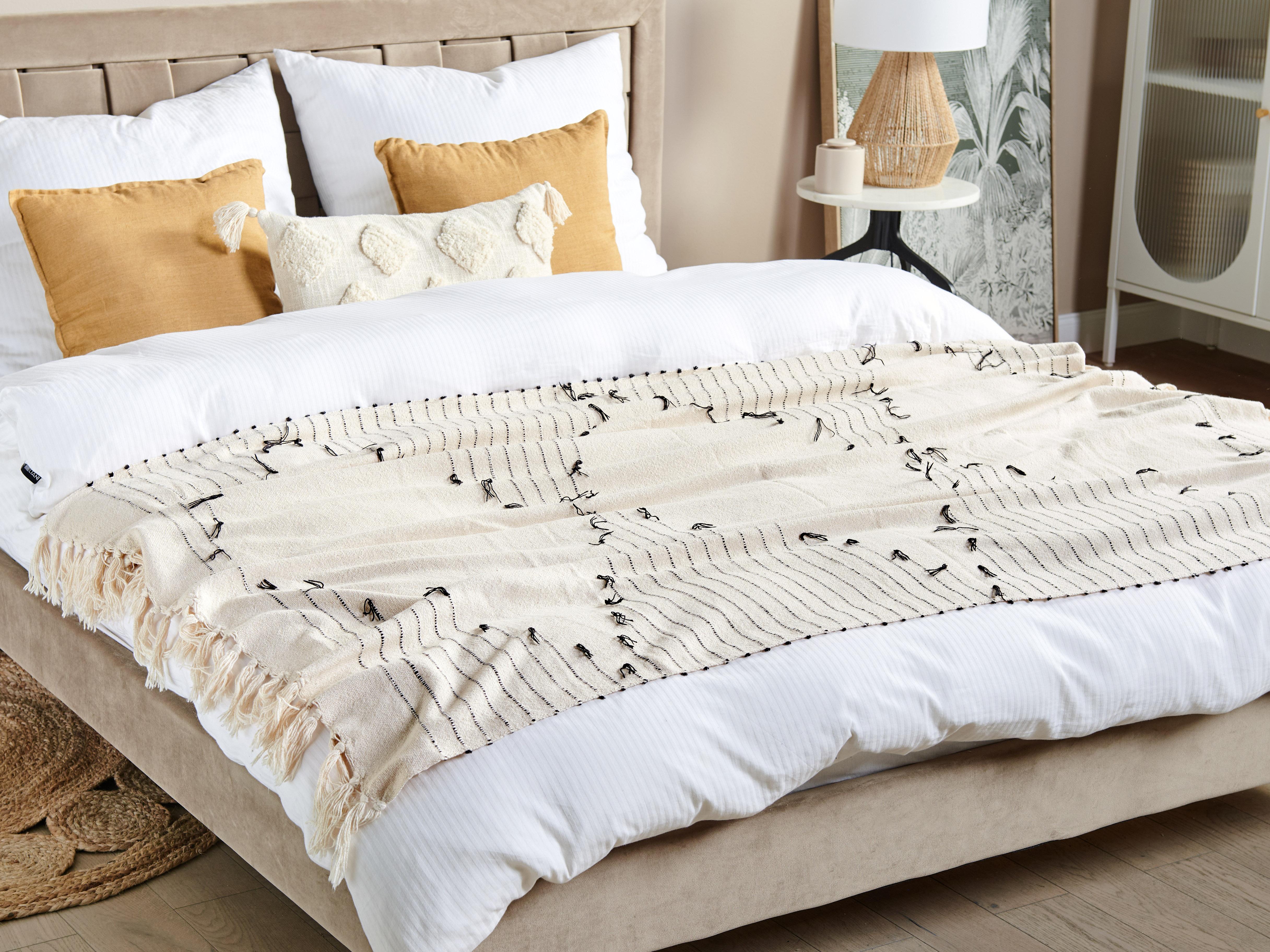 Plaid ULUYOL Katoen 130 x 170 cm Beige