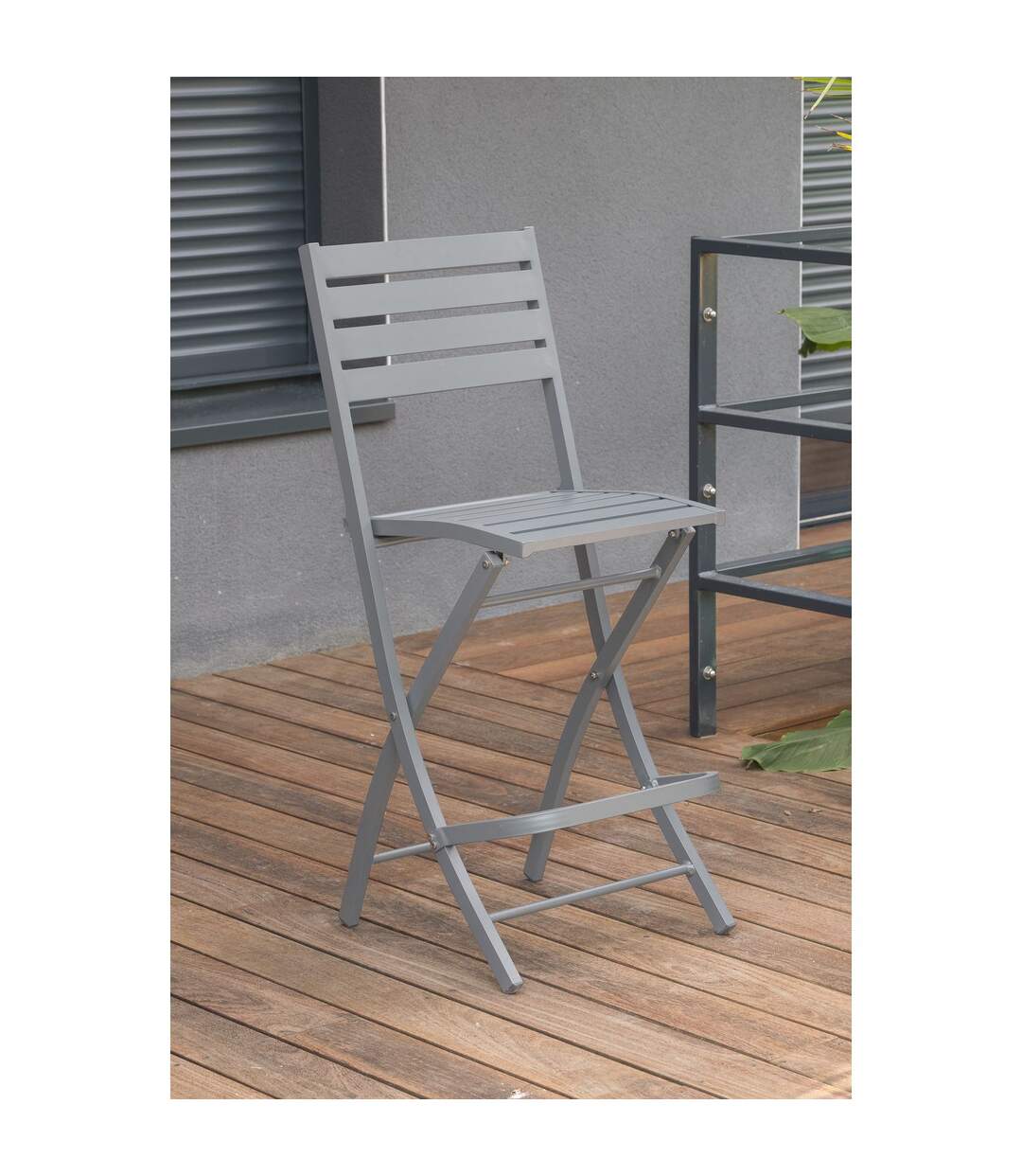 Chaise haute pliante de jardin Marius - 46 x H. 110 cm - Gris