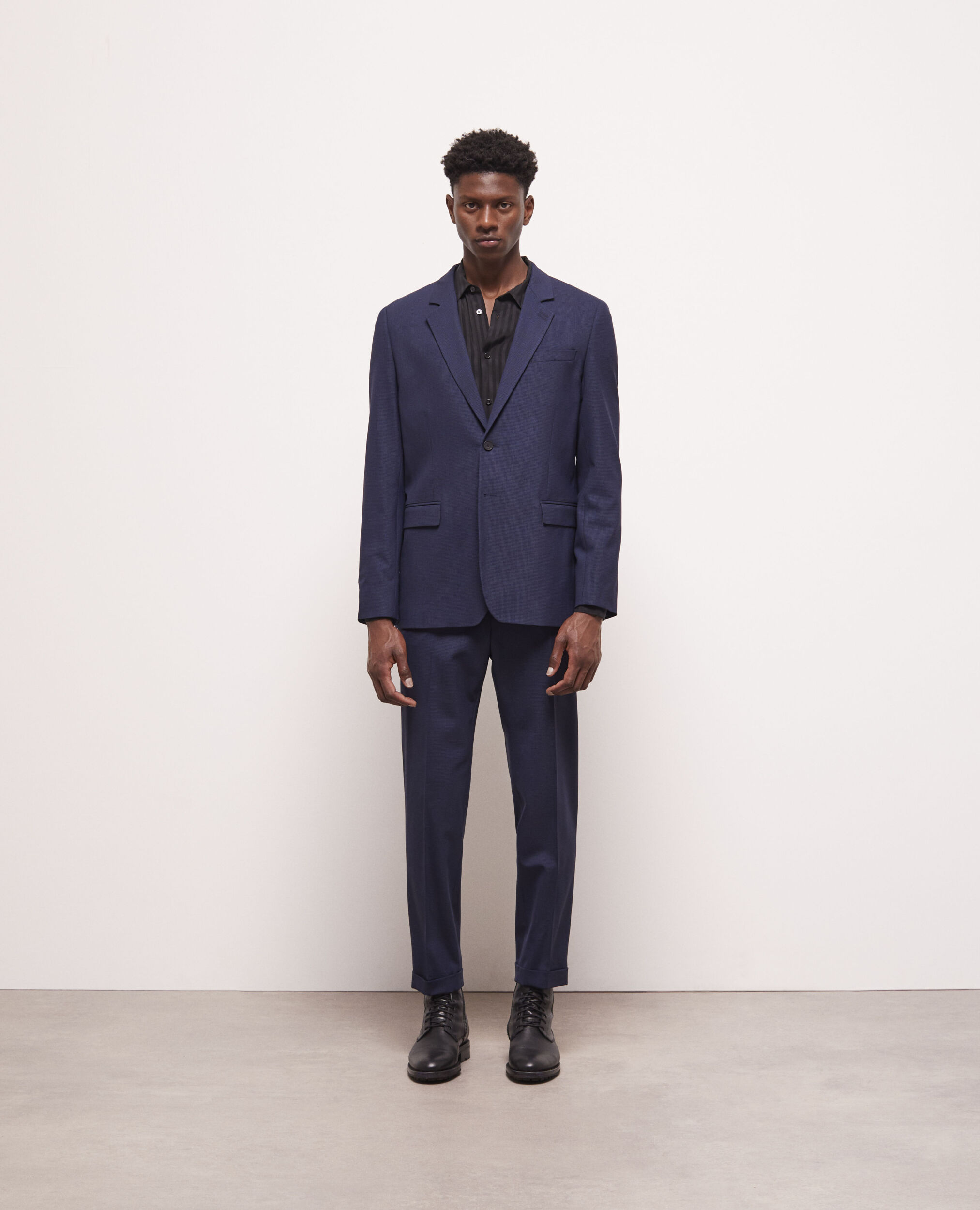 Veste de costume en laine pied-de-poule
