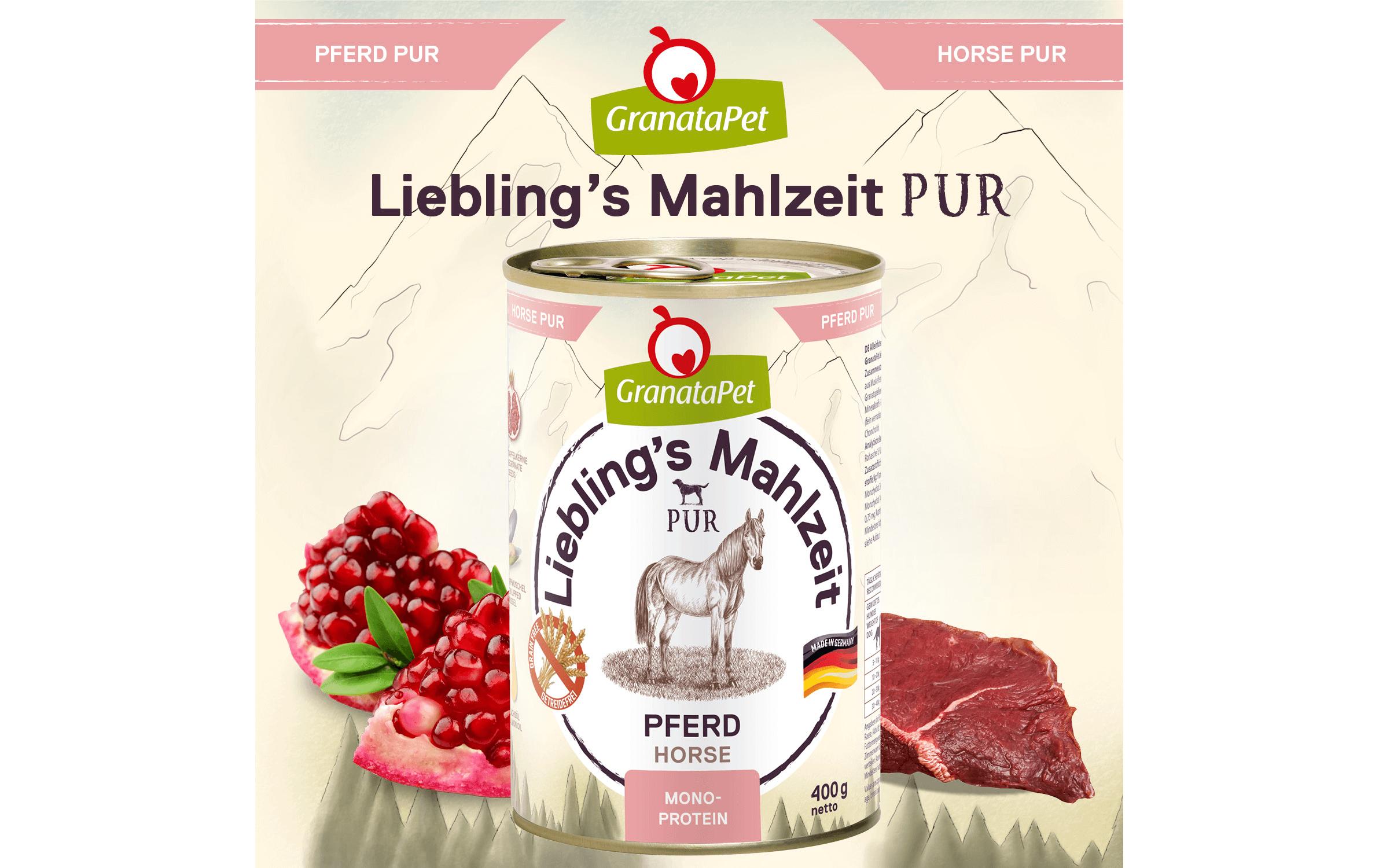 Nassfutter Liebling's Mahlzeit PUR Pferd 400 gAlleinfuttermittel für ausgewachsene Hunde