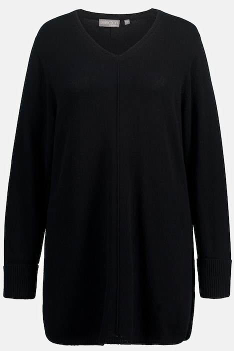 Pullover, edler Wollmix, Biese, V-Ausschnitt, Langarm