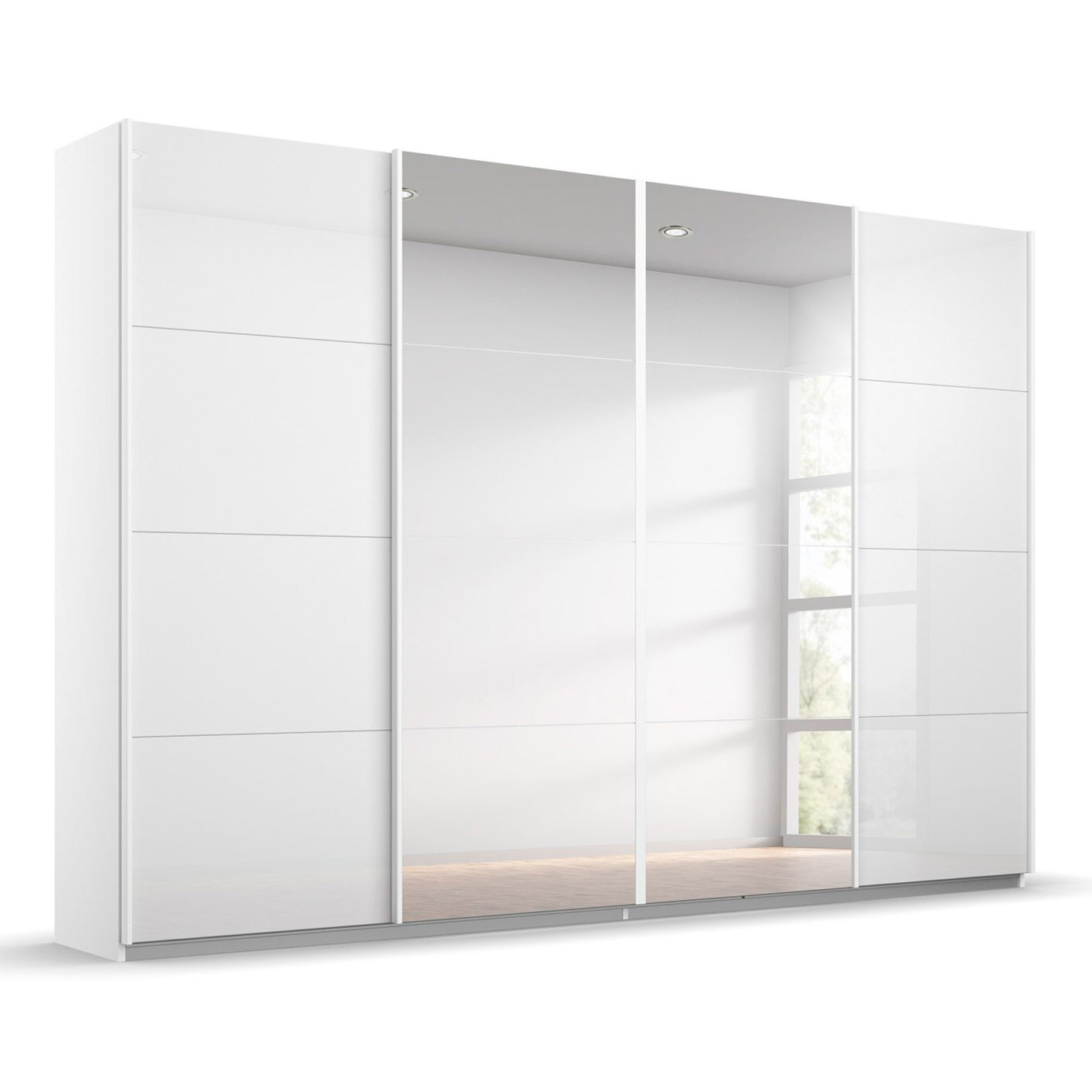 Schwebetürenschrank - weiß Hochglanz - 271 cm