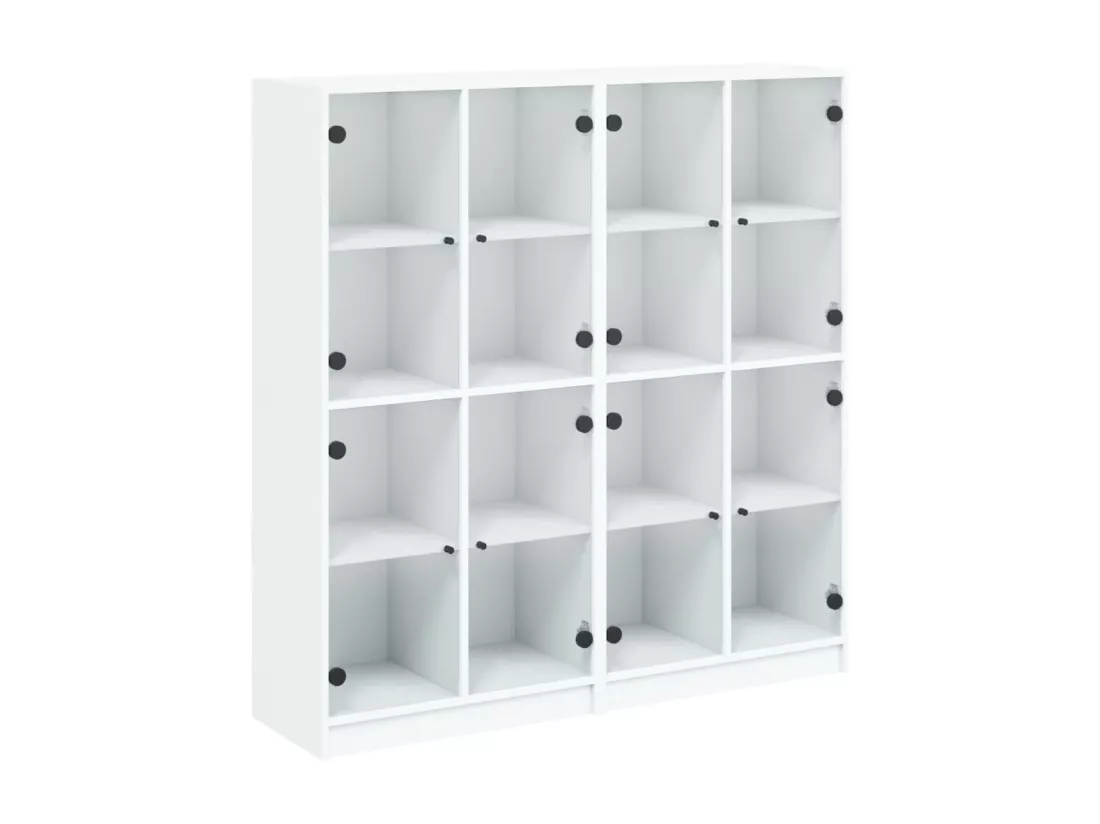 Bibliothèque avec portes blanc 136x37x142 cm bois d'ingénierie