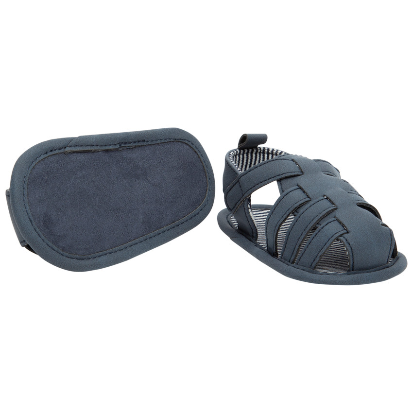 Sandales velcro avec doublure rayée pour bébé garçon