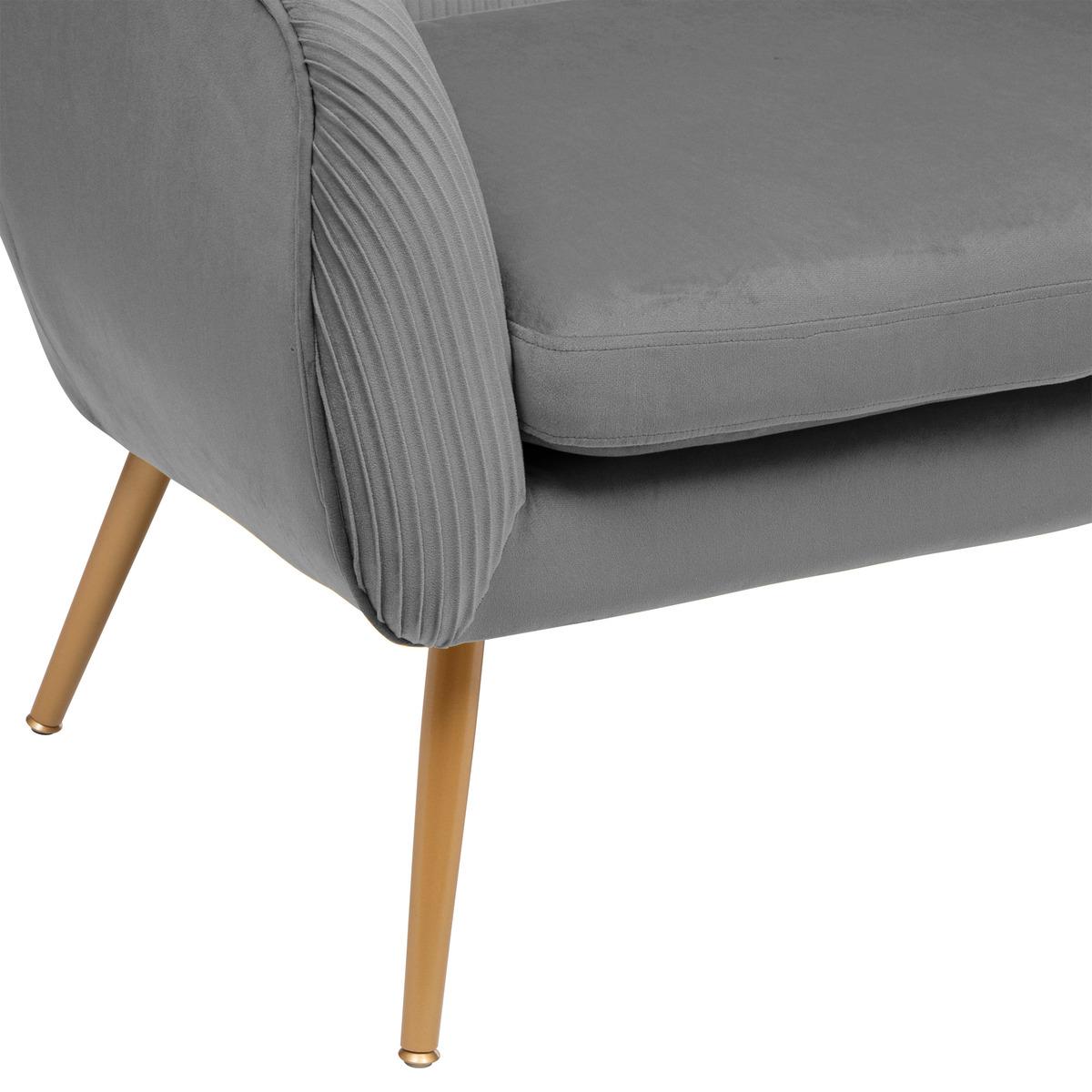 BANQUETTE 2 PLACES VELOURS SOLARO GRIS