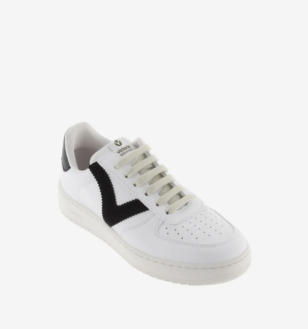 MADRID EFFET CUIR CONTRASTANT Baskets sport unisexe NEGRO